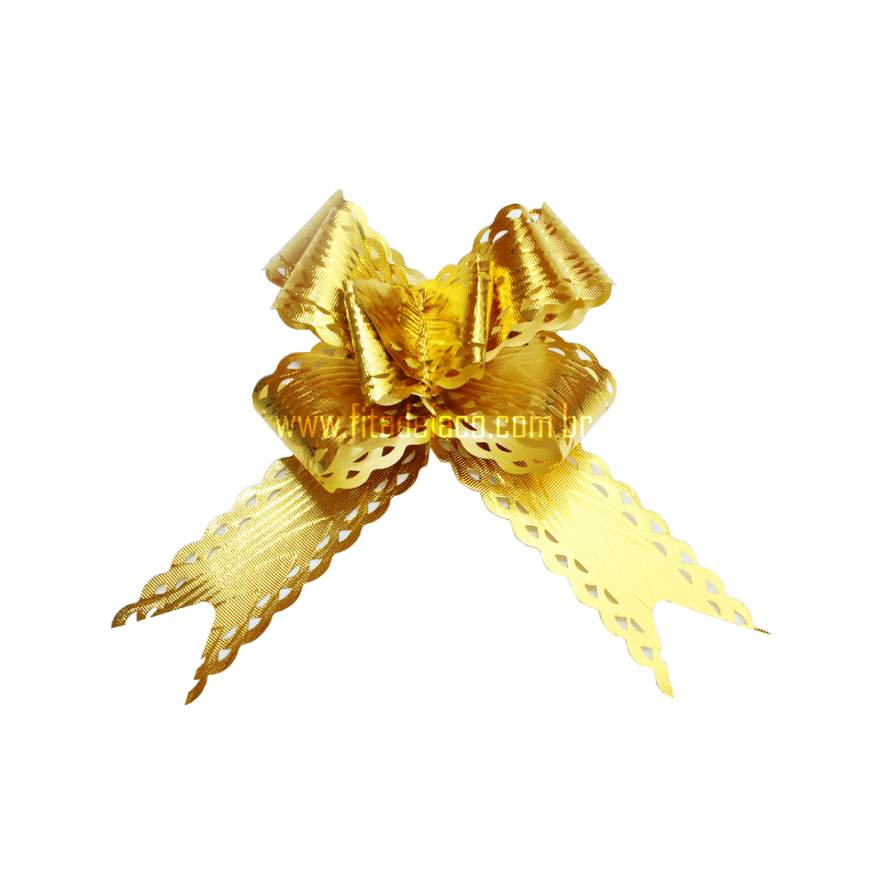 Laço Metalizado Rendado 18x350mm (PCT C/10 UN) Dourado